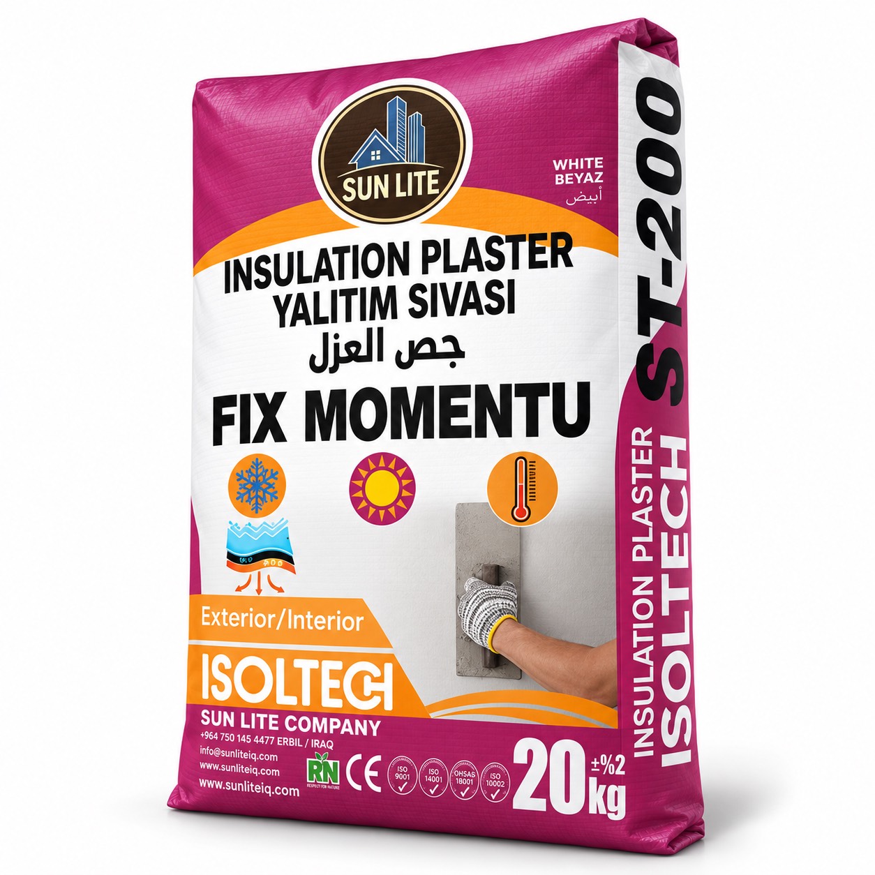 ST-200 Insulation Plaster — Sun Lite construction chemicals for thermal and moisture protection